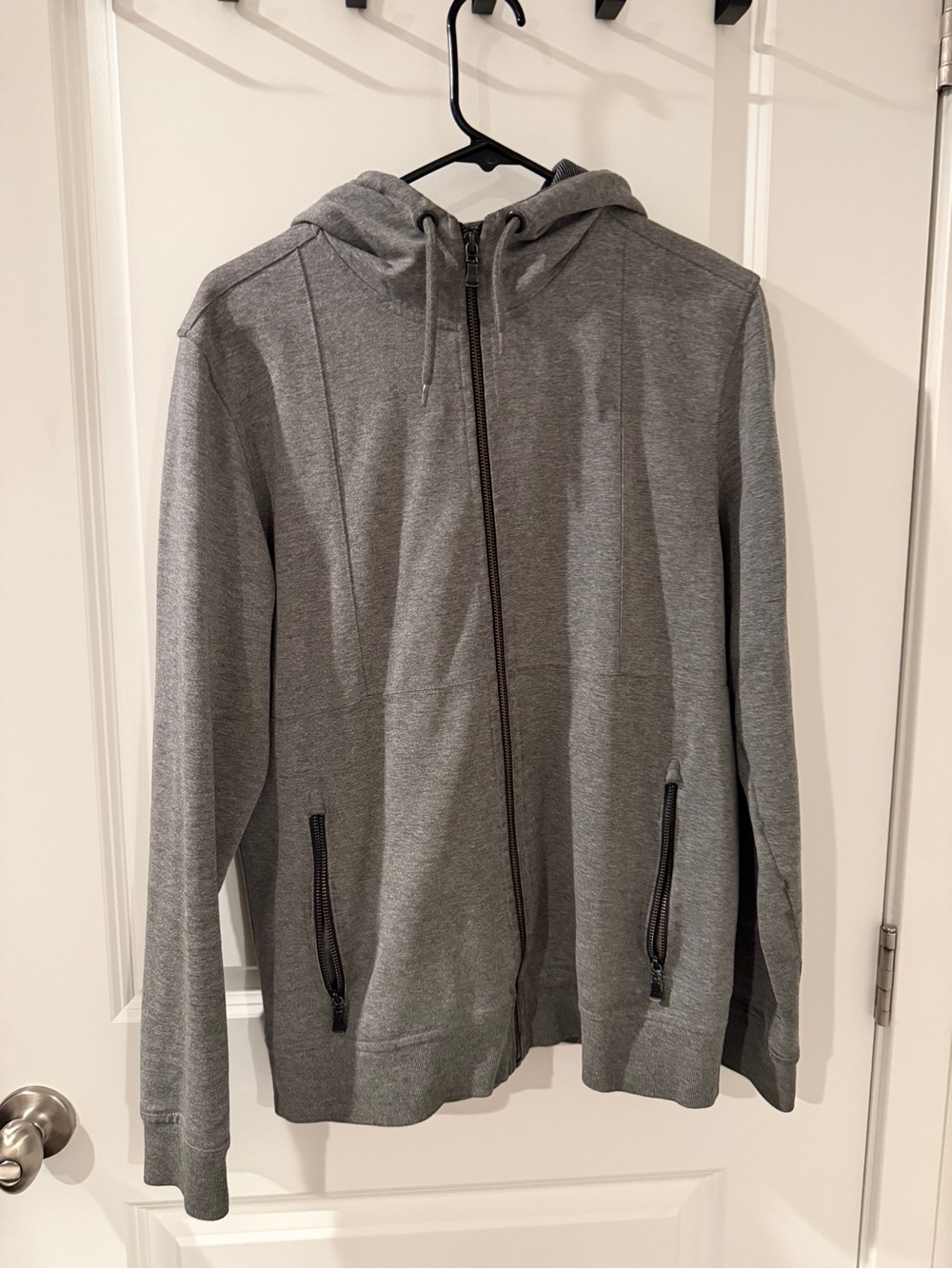 Ted Baker London Men's Gray Full-Zip Hooded Sweater